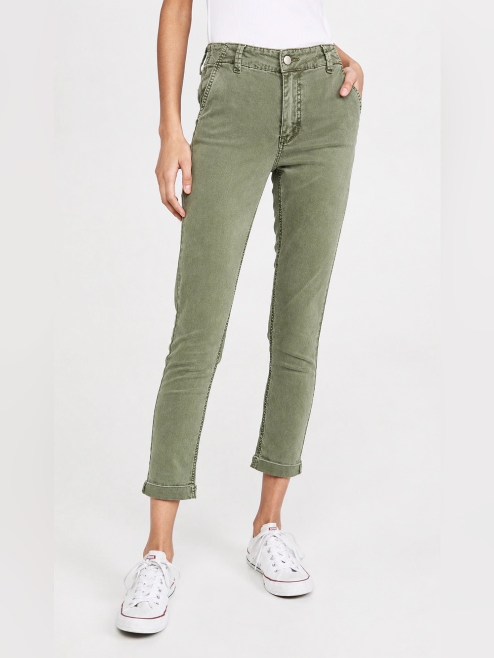 PAIGE Christy Vintage Coastal Green Cuffed Tapered Pants Size 27